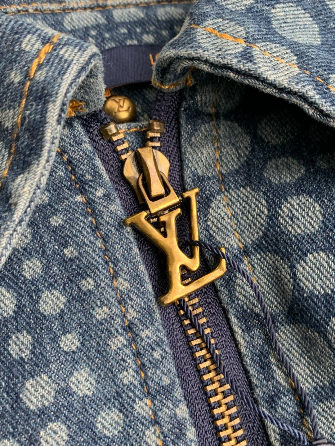 「#2056」Louis Vuitton Classic Logo printed all over patchwork denim jacket