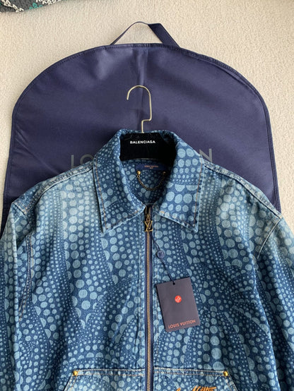 「#2056」Louis Vuitton Classic Logo printed all over patchwork denim jacket