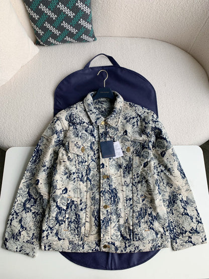 「#2058」Louis Vuitton Classic Logo printed all over patchwork denim jacket