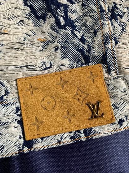 「#2058」Louis Vuitton Classic Logo printed all over patchwork denim jacket