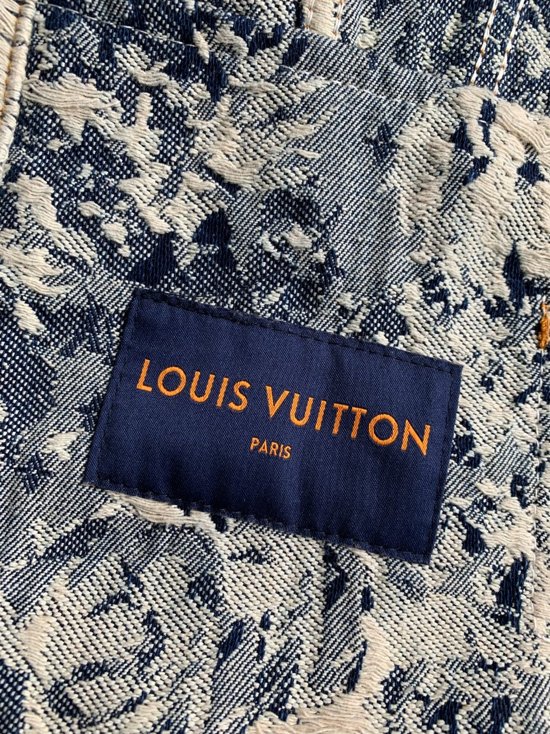 「#2058」Louis Vuitton Classic Logo printed all over patchwork denim jacket