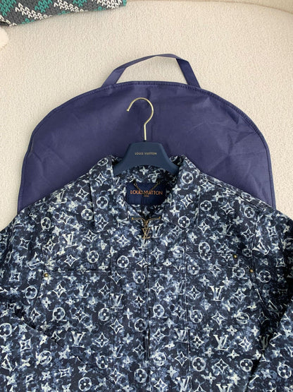「#2089」Louis Vuitton Classic Logo printed all over patchwork denim jacket