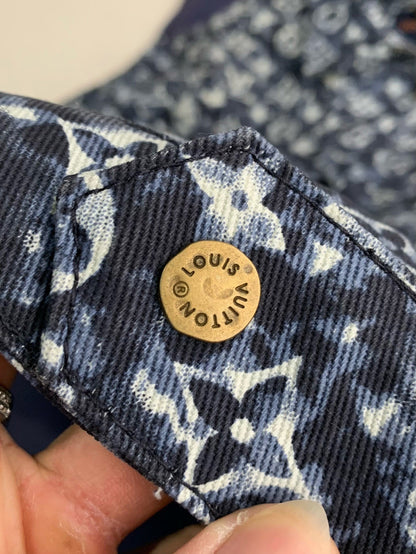 「#2089」Louis Vuitton Classic Logo printed all over patchwork denim jacket
