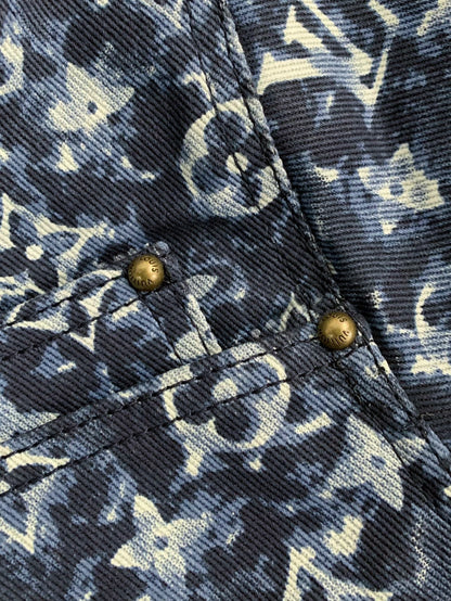 「#2089」Louis Vuitton Classic Logo printed all over patchwork denim jacket