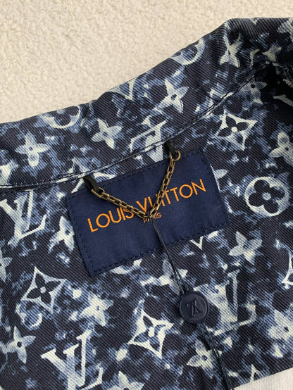 「#2089」Louis Vuitton Classic Logo printed all over patchwork denim jacket