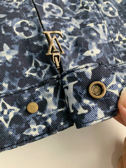 「#2089」Louis Vuitton Classic Logo printed all over patchwork denim jacket