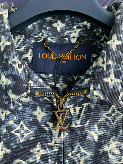 「#2089」Louis Vuitton Classic Logo printed all over patchwork denim jacket