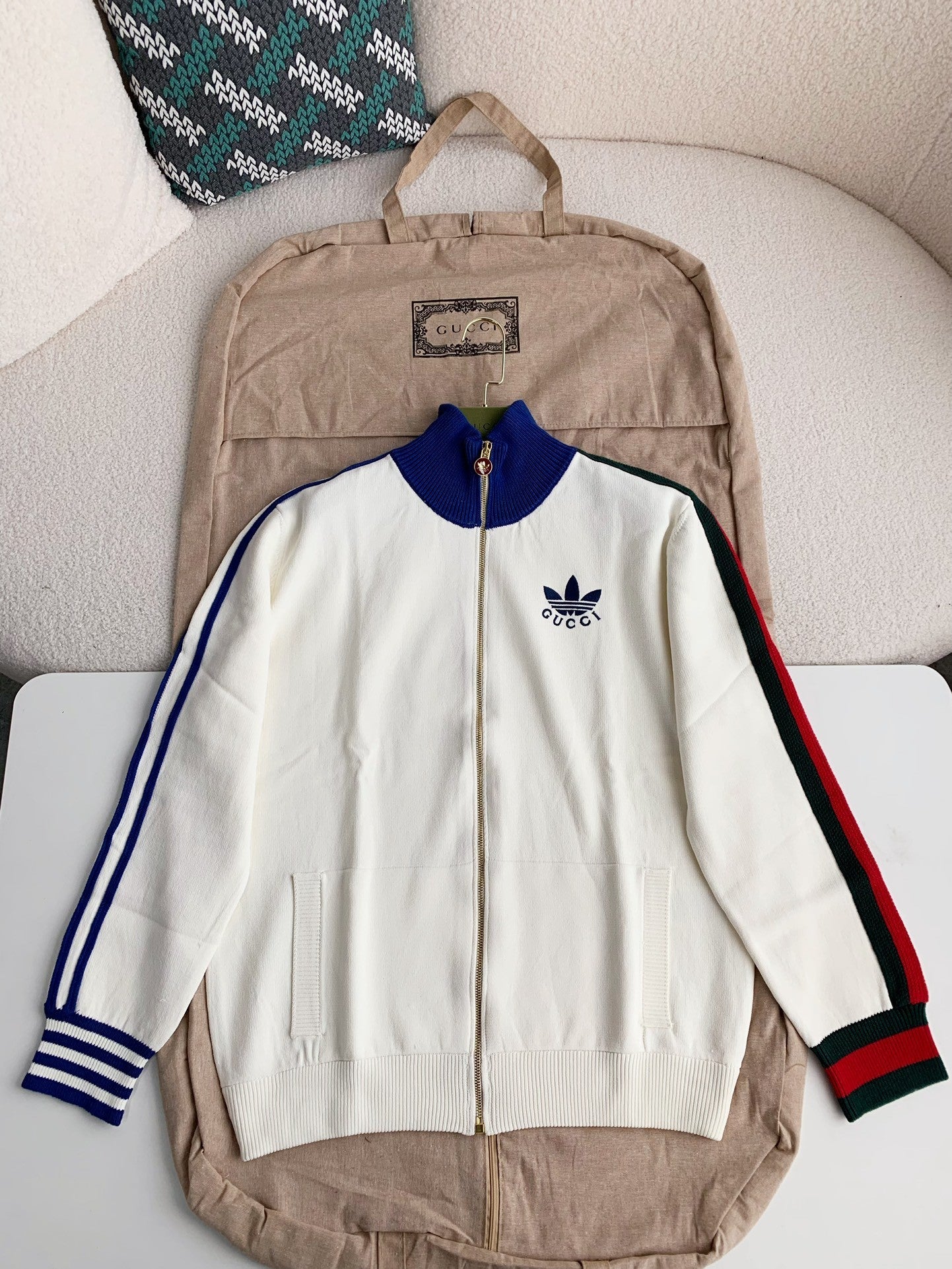 「#2191」Gucci x Adidas Men's knitted sweater jacket