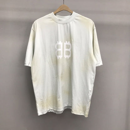 「#2228」Balenciaga BB Industrial Cement Painted T-Shirt