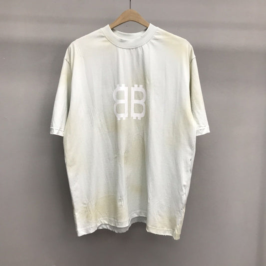 「#2228」Balenciaga BB Industrial Cement Painted T-Shirt