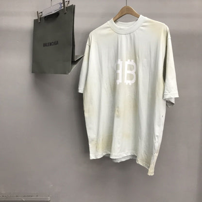「#2228」Balenciaga BB Industrial Cement Painted T-Shirt