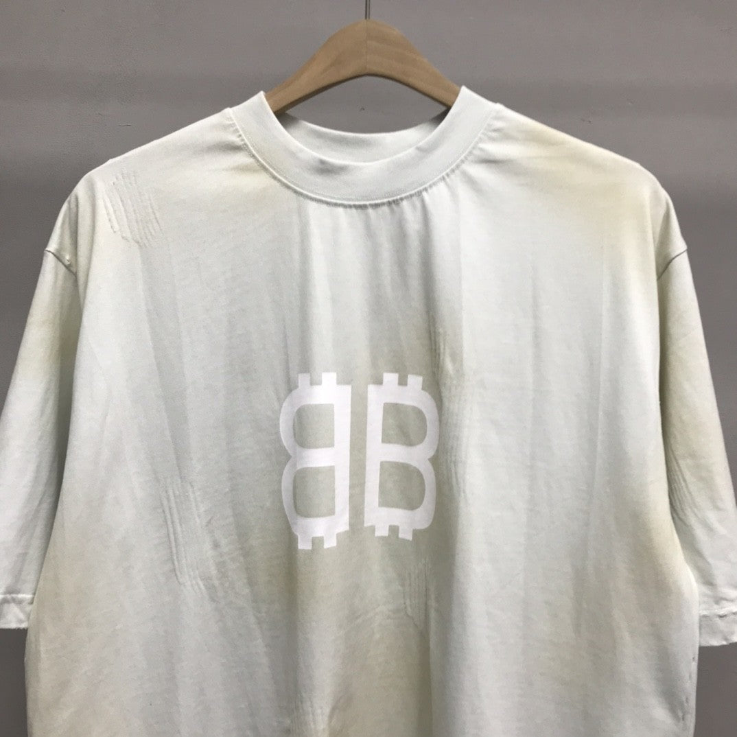 「#2228」Balenciaga BB Industrial Cement Painted T-Shirt