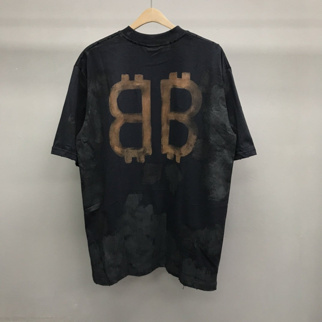 「#2229」Balenciaga BB Industrial Cement Painted T-Shirt