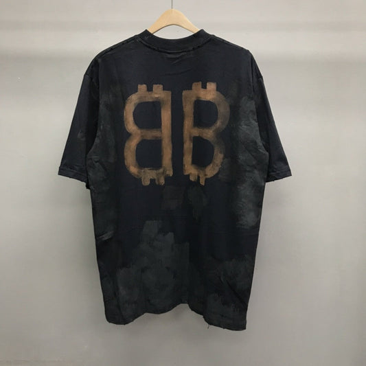 「#2229」Balenciaga BB Industrial Cement Painted T-Shirt