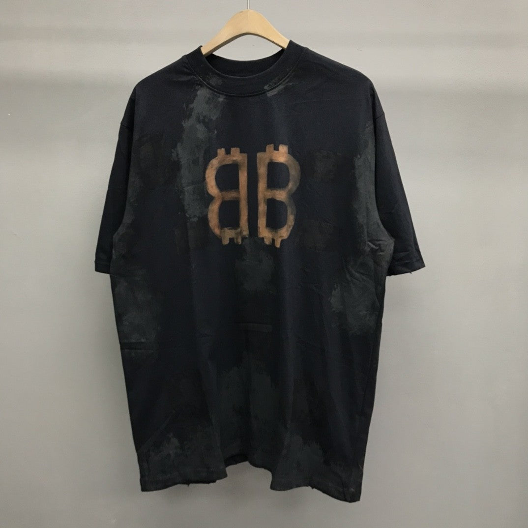 「#2229」Balenciaga BB Industrial Cement Painted T-Shirt