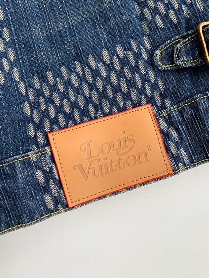 「#1808」Louis Vuitton Classic Logo printed all over patchwork denim jacket