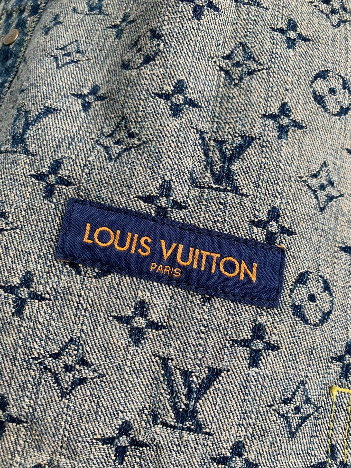 「#1808」Louis Vuitton Classic Logo printed all over patchwork denim jacket