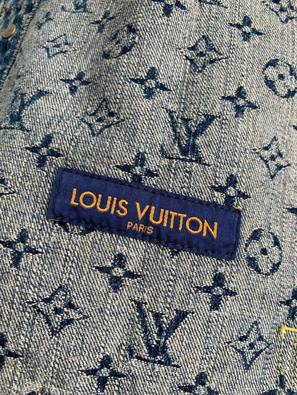 「#1808」Louis Vuitton Classic Logo printed all over patchwork denim jacket
