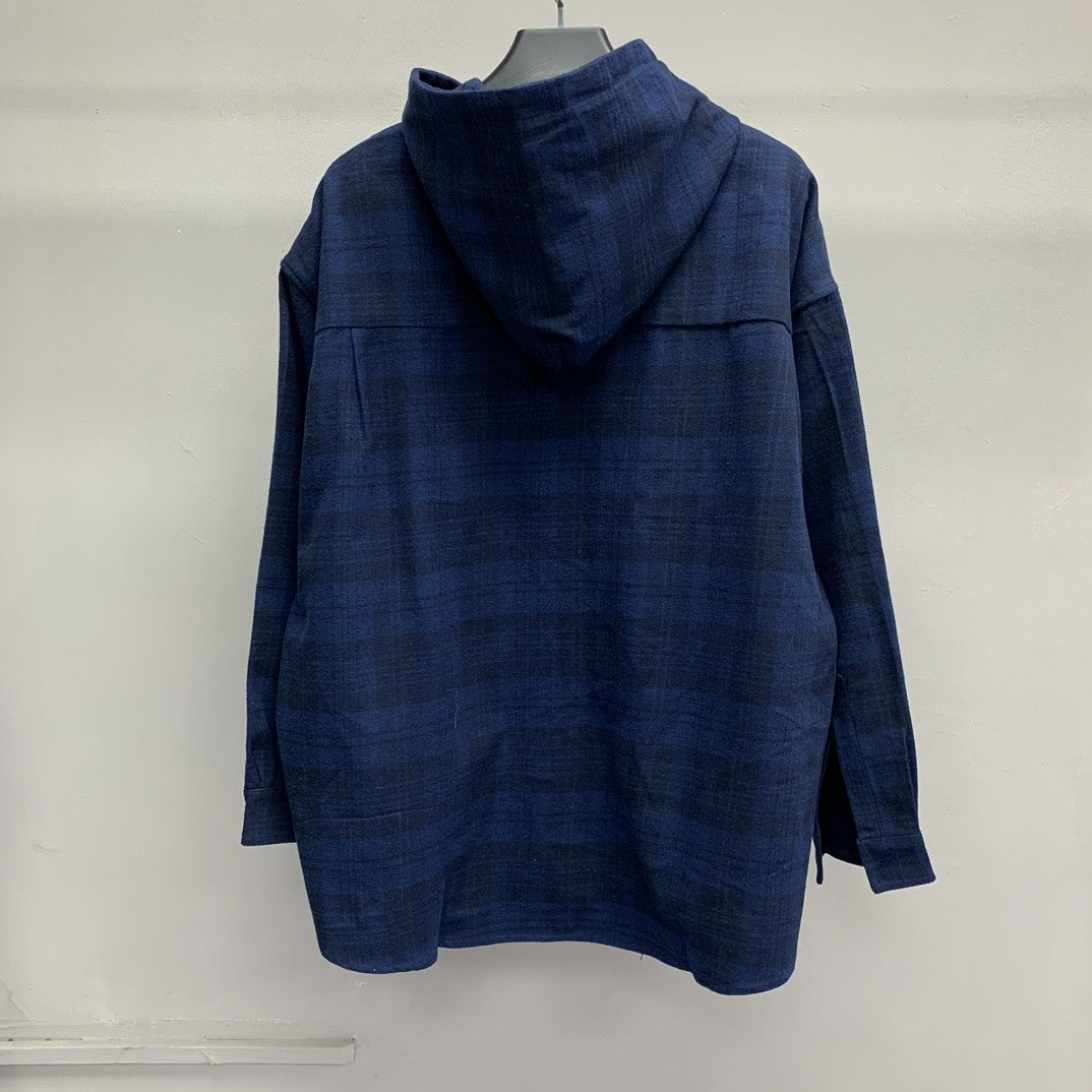 「#2283」Balenciaga plaid shirt hooded jacket