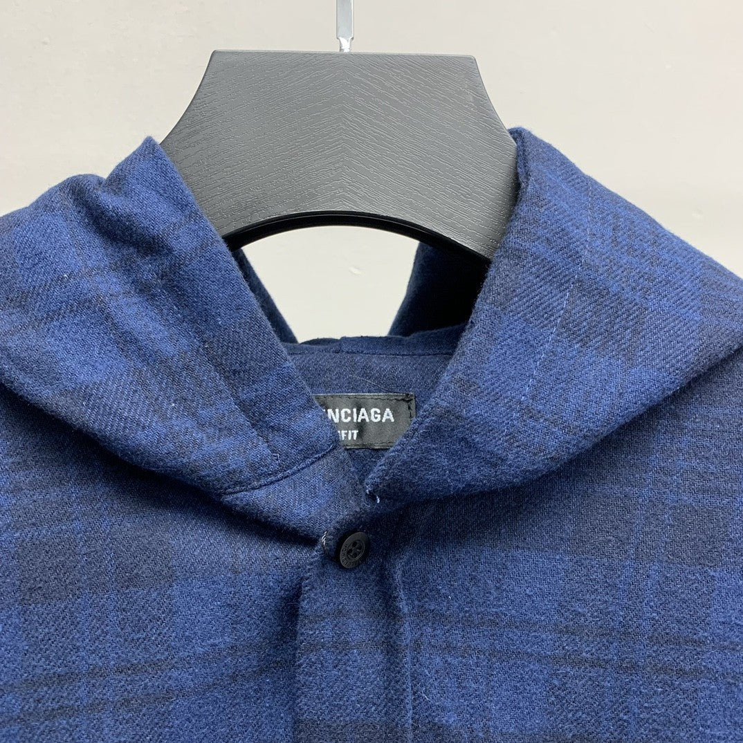 「#2283」Balenciaga plaid shirt hooded jacket