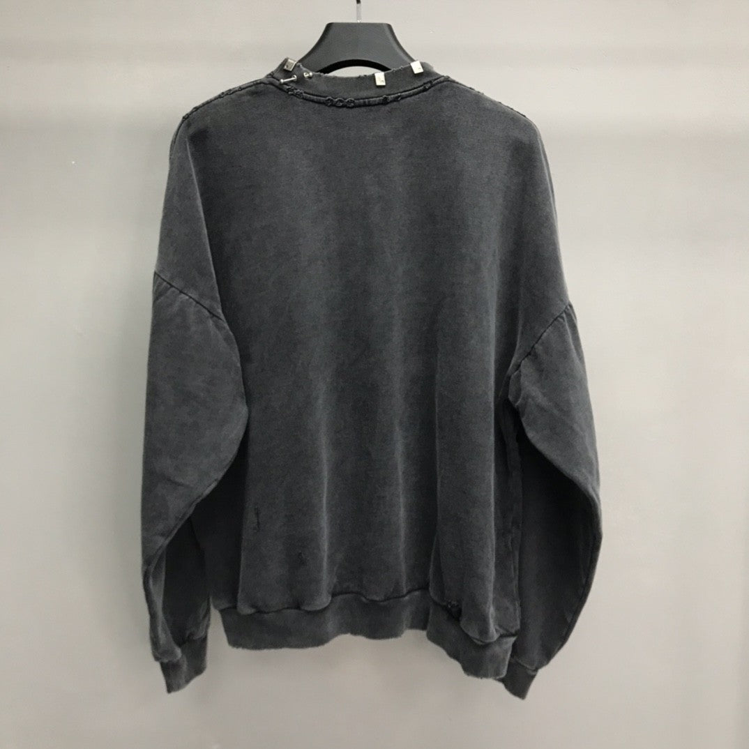 「#2449」Balenciaga neckline hardware perforated hoodie