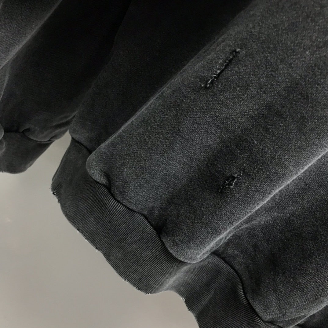 「#2449」Balenciaga neckline hardware perforated hoodie
