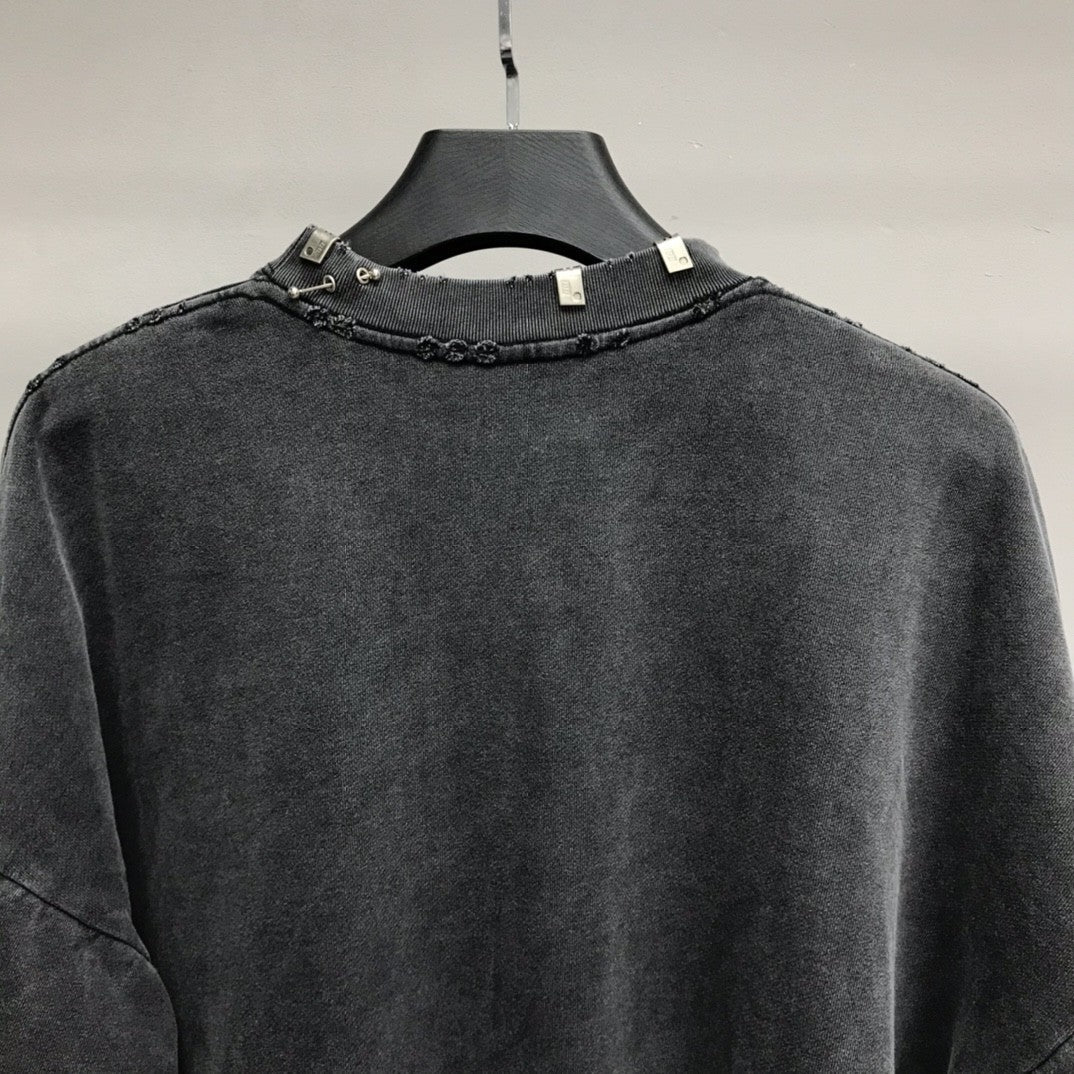 「#2449」Balenciaga neckline hardware perforated hoodie