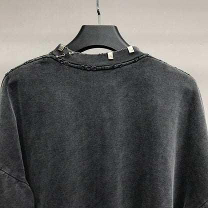 「#2449」Balenciaga neckline hardware perforated hoodie