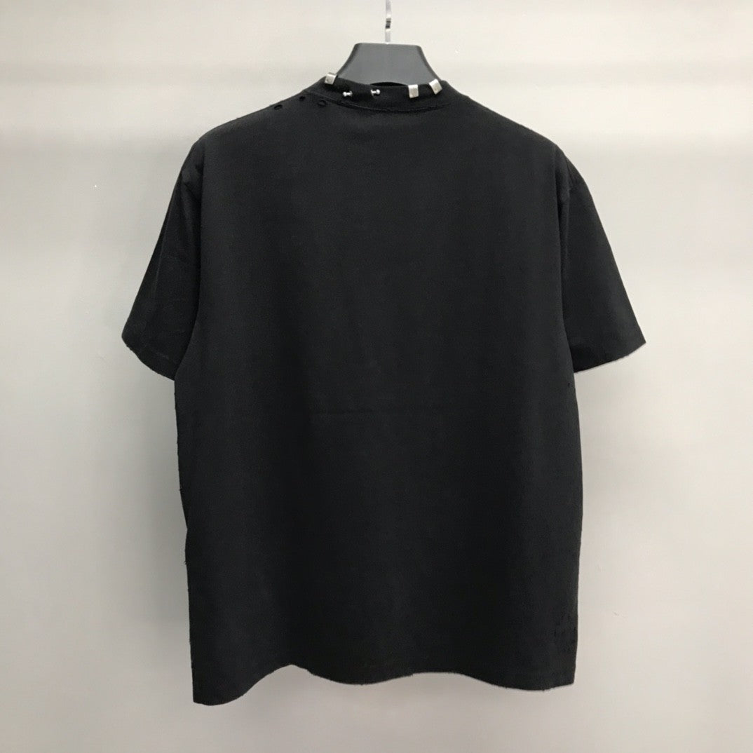 「#2450」Balenciaga neckline hardware perforated T-shirt