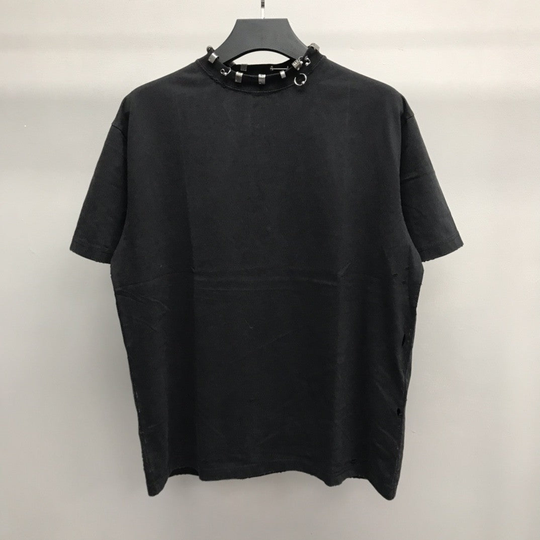 「#2450」Balenciaga neckline hardware perforated T-shirt