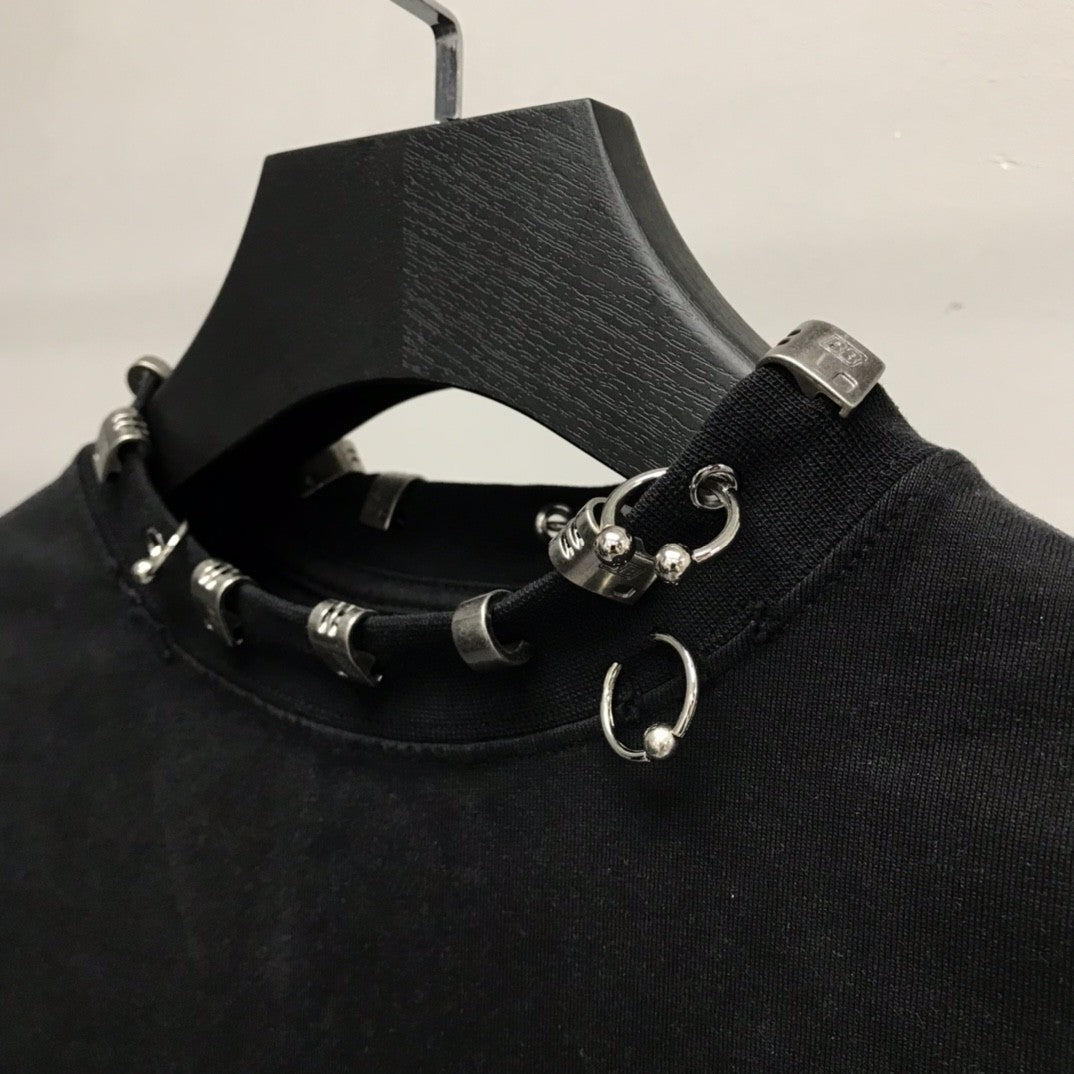「#2450」Balenciaga neckline hardware perforated T-shirt
