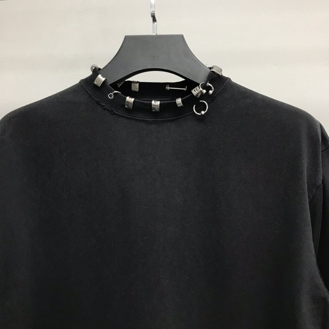 「#2450」Balenciaga neckline hardware perforated T-shirt