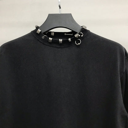 「#2450」Balenciaga neckline hardware perforated T-shirt