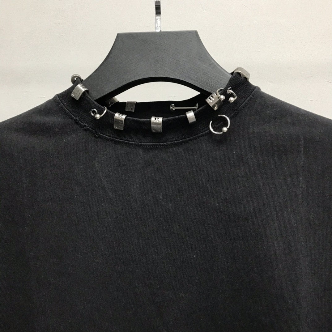 「#2450」Balenciaga neckline hardware perforated T-shirt