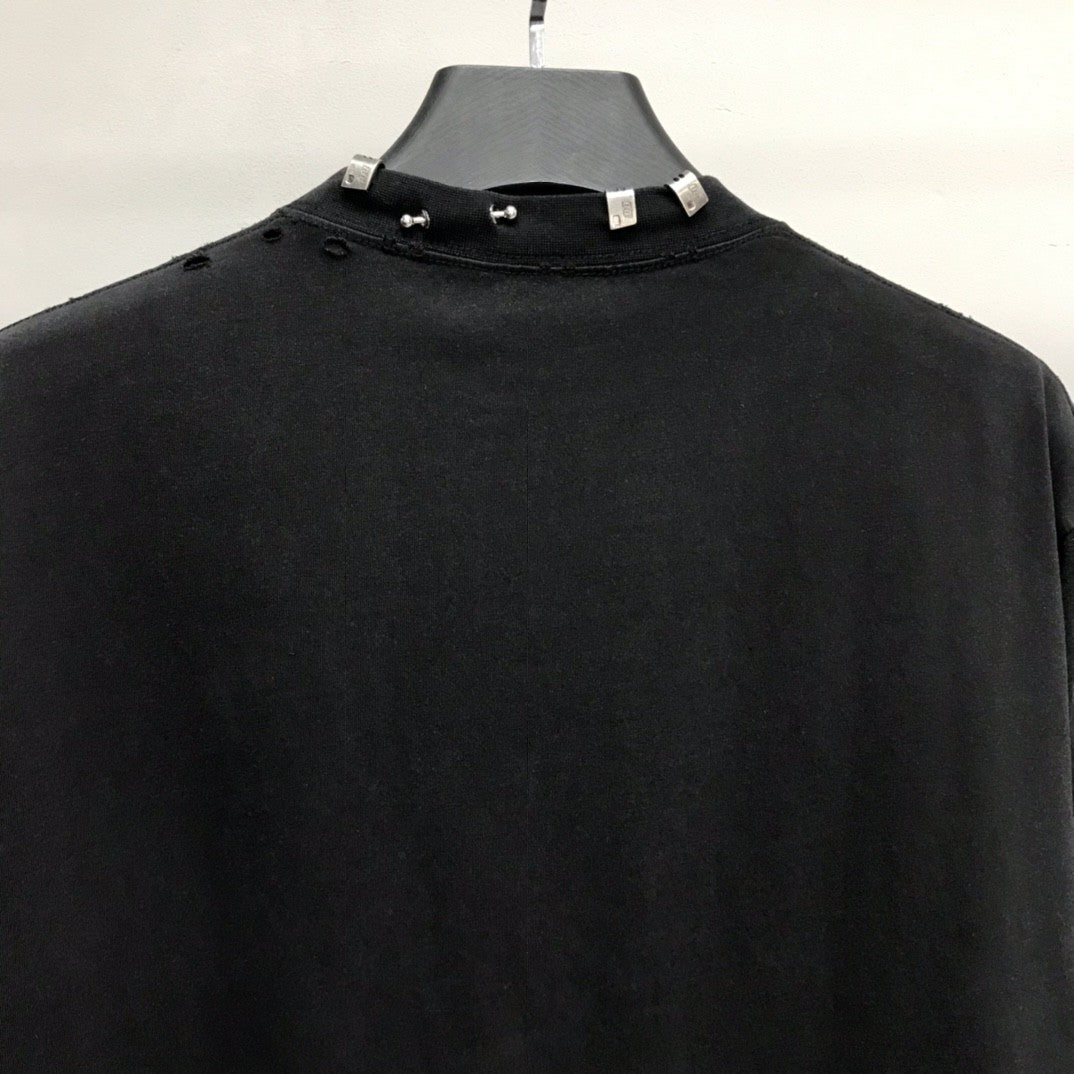 「#2450」Balenciaga neckline hardware perforated T-shirt