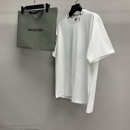 「#2451」Balenciaga neckline hardware perforated T-shirt
