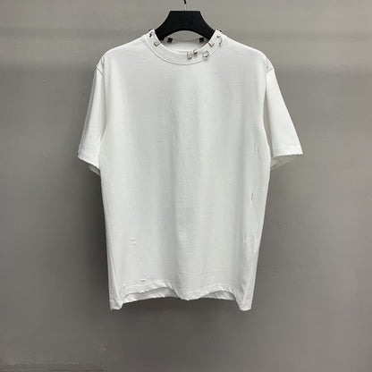 「#2451」Balenciaga neckline hardware perforated T-shirt