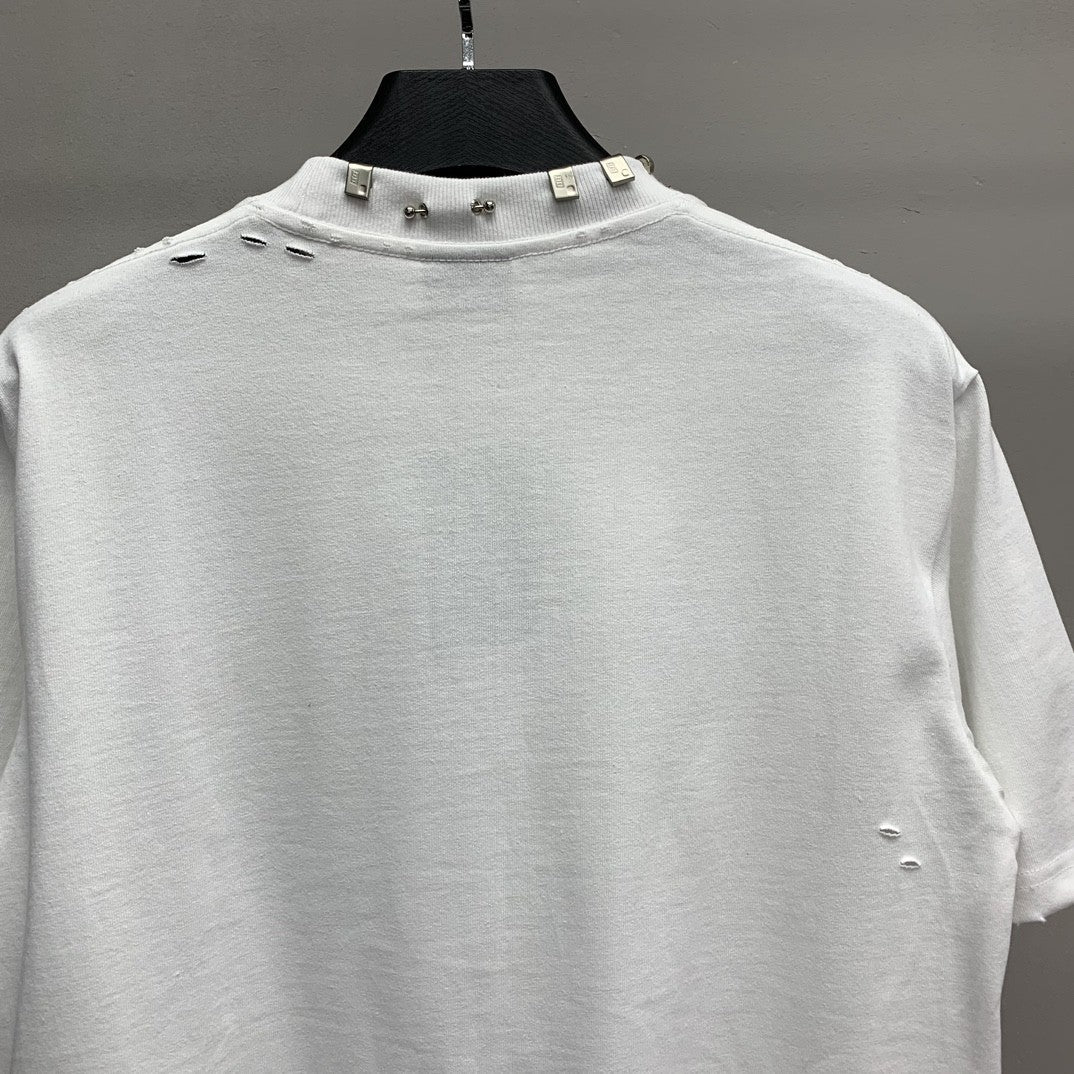 「#2451」Balenciaga neckline hardware perforated T-shirt