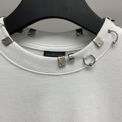 「#2451」Balenciaga neckline hardware perforated T-shirt