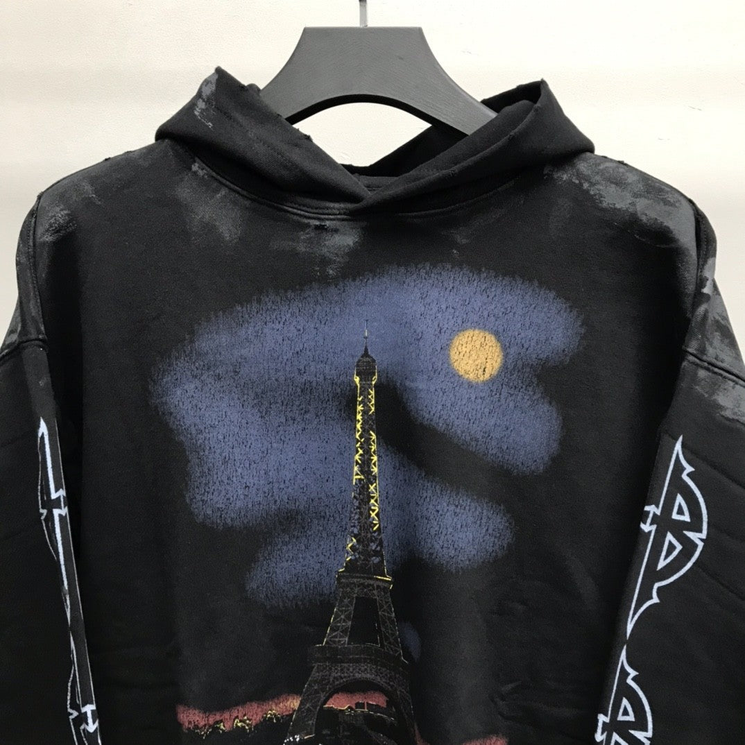 「#2467」Balenciaga Paris tower mud dyed hoodie