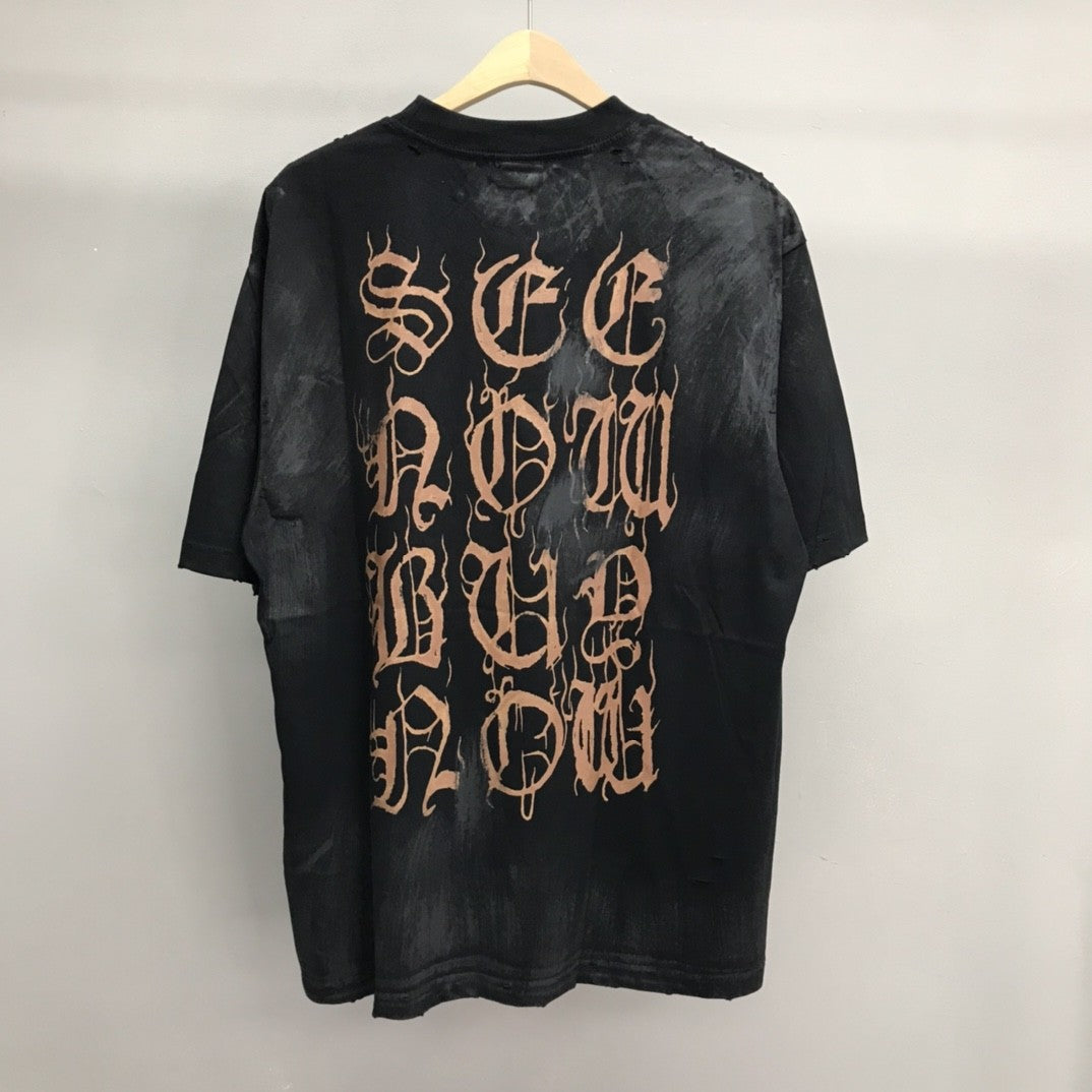 「#2509」Balenciaga Sanskrit lettering industrial paint T-shirt
