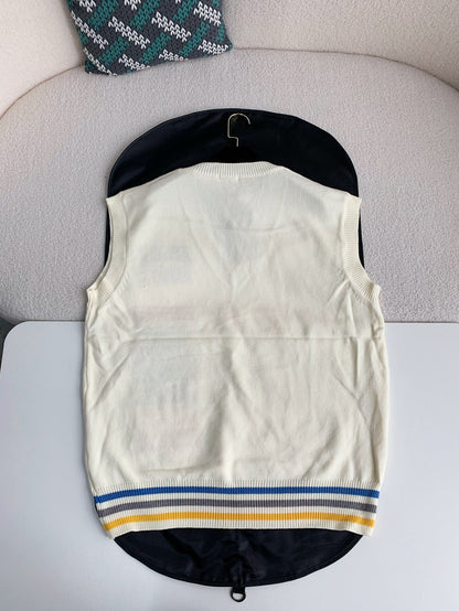 「#2595」Dior Monochrome striped knitted waistcoat