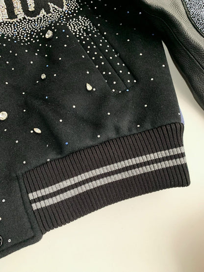 「#2603」Louis Vuitton FW23 lettered beaded embroidered leather jacket