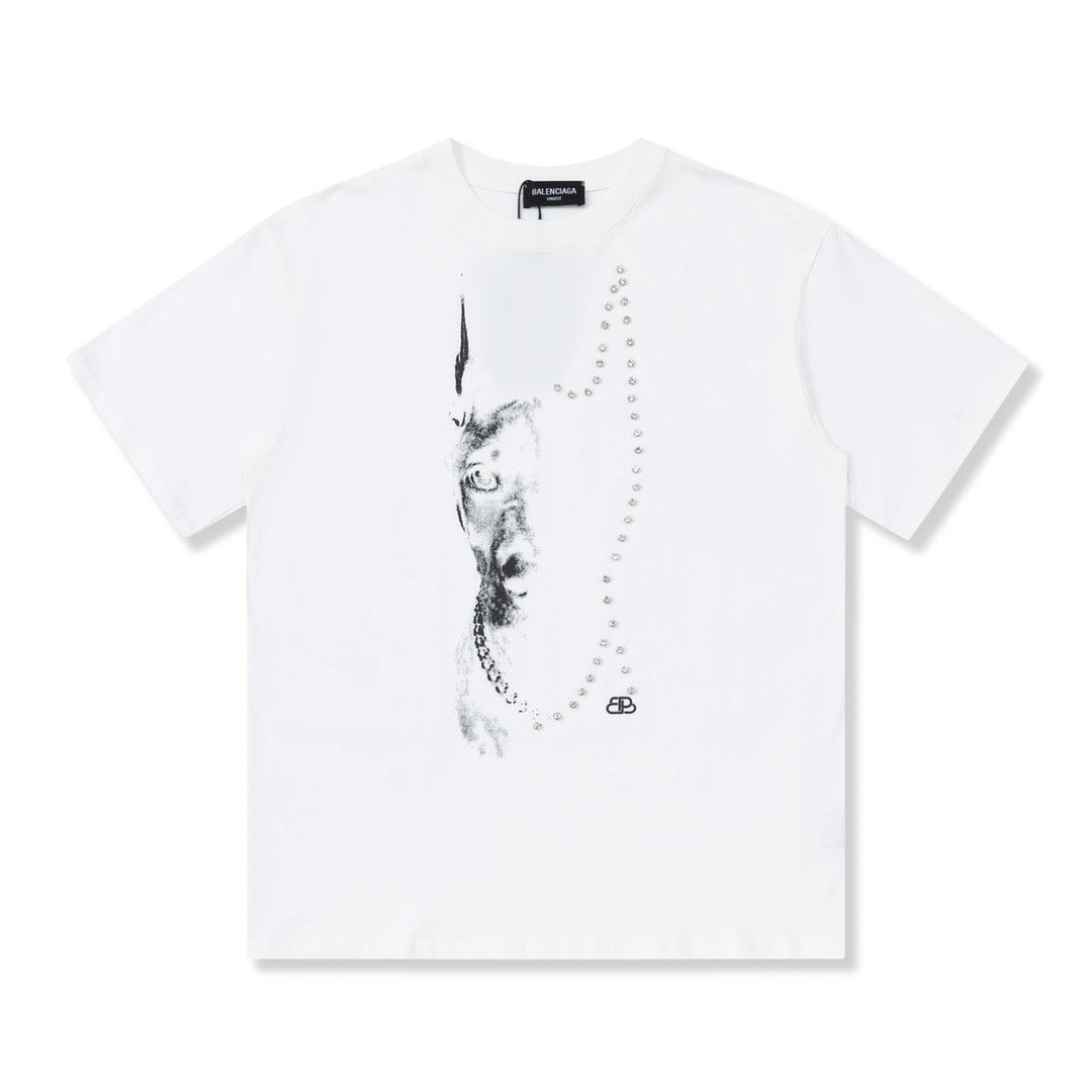 「#2683」Balenciaga 23Ss Drill Print Hound Design t-shirt