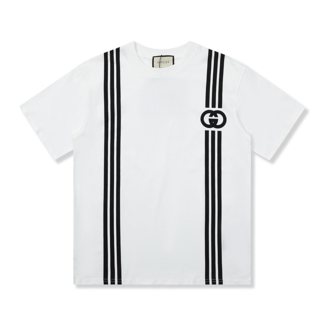 「#2685」Gucci  23SS double G vertical stripe foam printed t-shirt