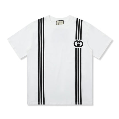 「#2685」Gucci  23SS double G vertical stripe foam printed t-shirt