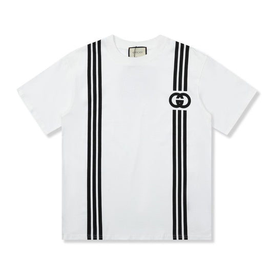 「#2685」Gucci  23SS double G vertical stripe foam printed t-shirt