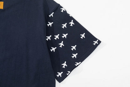 「#2732」Louis Vuitton 23ss small plane full print pattern gold classic T-shirt