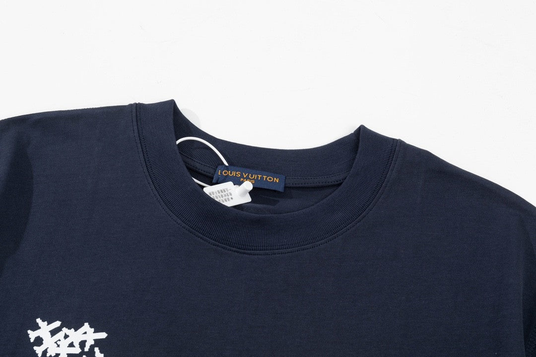 「#2732」Louis Vuitton 23ss small plane full print pattern gold classic T-shirt