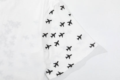 「#2733」Louis Vuitton 23ss small plane full print pattern gold classic T-shirt